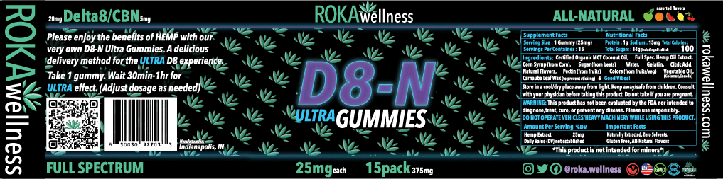 Roka Wellness Delta 8 CBN (15 Count) Label